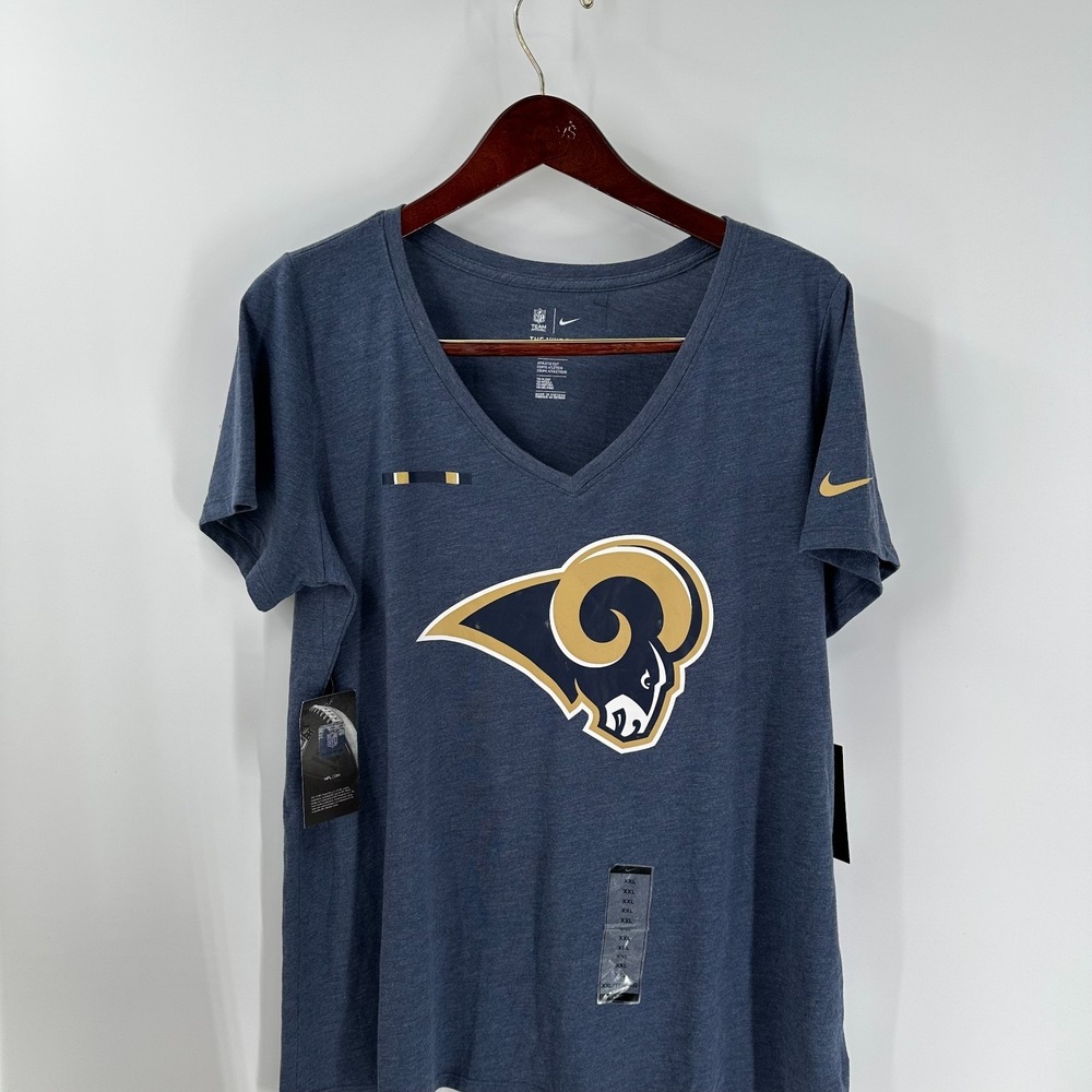 Los Angeles Rams NFL Pro Line Nike Womens Heather Blue V-Neck T-Shirt Size 2XL